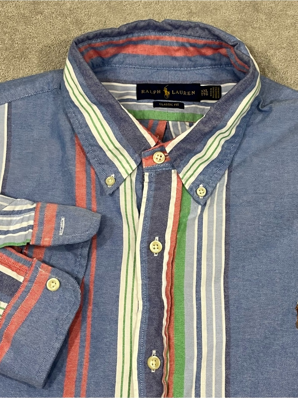 Polo Ralph Lauren Mens Classic Fit Shirt XXL Multicolor Stripe Button Front